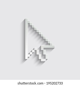 arrow cursor icon with shadow on a grey background