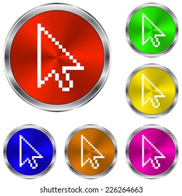 arrow cursor  icon - vector glossy colourful buttons