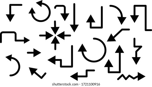  Arrow, Cursor Icon. Vector Pointers Collection. Back, Next Web Page Sign.Set of arrows, vector illustration
