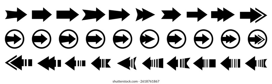 Arrow And Cursor Icons. Arrows set of black icons. Arrow icon. Arrow vector collection. Arrow. Cursor. Modern simple arrows. Vector illustration.