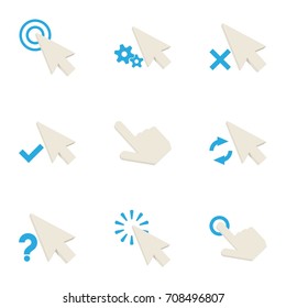 Arrow cursor icons set. Cartoon set of 9 arrow cursor vector icons for web isolated on white background