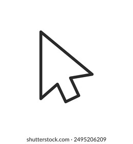 Arrow cursor, linear style icon. traditional arrow cursor for navigation. Editable stroke width.