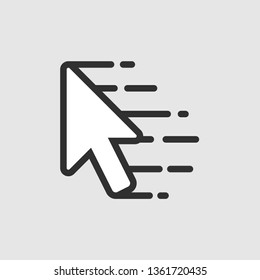 Arrow cursor with motion lines, Cursor in motion