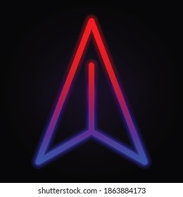 Icono de neón del cursor de flecha en fondo oscuro