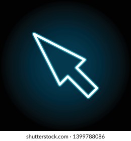 arrow, cursor neon icon. Simple thin line, outline vector of Arrow icons for UI and UX, website or mobile application on dark blue gradient background