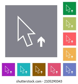 Arrow cursor up outline flat icons on simple color square backgrounds