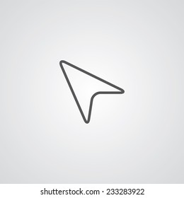 arrow cursor outline thin symbol, dark on white background, logo editable, creative template 