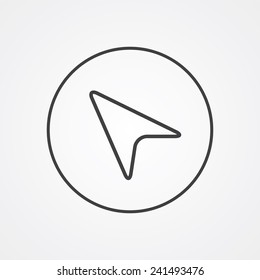 arrow cursor outline thin symbol, dark on white background, logo editable, creative template 