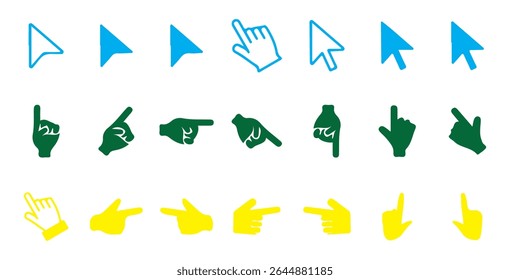 Arrow Cursor pointer set  internet cursor icon in checkerboard