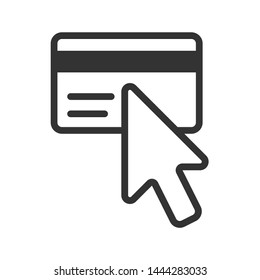 Arrow cursor pointing at a credit card