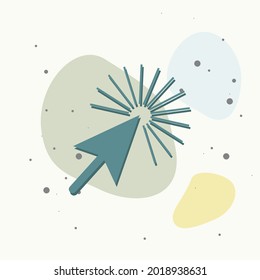 Arrow, the cursor pointing to the point. The cursor clicks on the button. Click vector icon. Modern, simple flat vector illustration for web site on multicolored background.