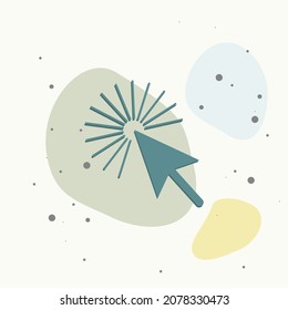 Arrow, the cursor pointing to the point. The cursor clicks on multicolored background. Layers grouped for easy editing illustration. For your design.