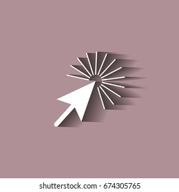 Arrow, the cursor pointing to the point. The cursor clicks on the button. Click vector icon. Modern, simple flat vector illustration for web site. Vector icon with shadow design
