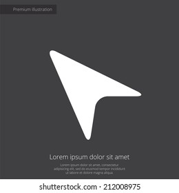 arrow cursor premium illustration icon, isolated, white on dark background, with text elements 