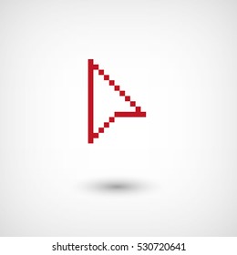 arrow cursor - red vector  icon with shadow