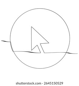 Arrow cursor sign line continuous drawing vector. One line Arrow cursor vector background. Arrow cursor icon. Continuous outline of Arrow cursor. Linear Arrows cursors designs.