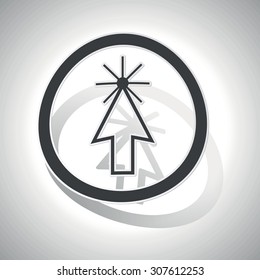 Arrow cursor sign sticker, curved, with outlining and shadow