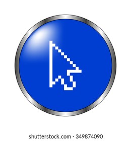 arrow cursor - vector icon on the blue button
