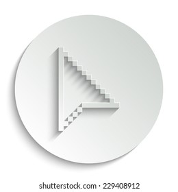 arrow cursor - vector icon with shadow on a round button