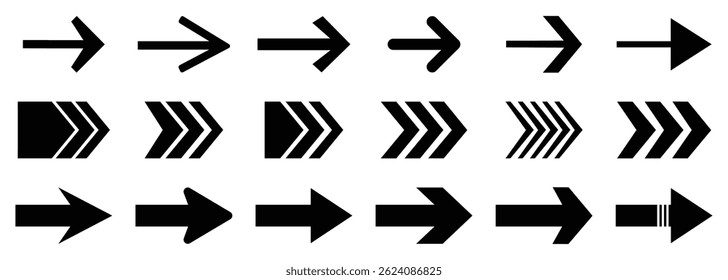 Arrow. Cursor, Web design, Set of arrows vector black arrow vector icon collection. Vector illustration isolated on white background.