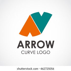 Arrow of curve connection abstract vector and logo design or template up down business icon of company identity symbol concept