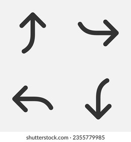 Arrow curve icon down left up right button
