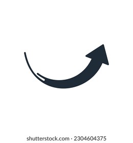 Plantilla de logotipo de curva de flecha. Ilustración de icono del vector aislada en fondo blanco.