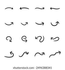 Icono de conjunto de curva de flecha Ilustración vectorial aislada sobre fondo blanco.