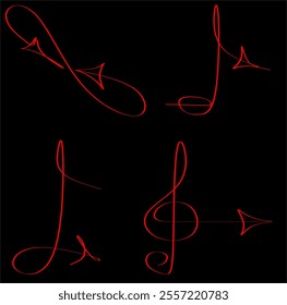 Arrow curve and wavy line icon collection for decorative design. Pointing arrows. Vector illustration drawn by hand without artificial intelligence