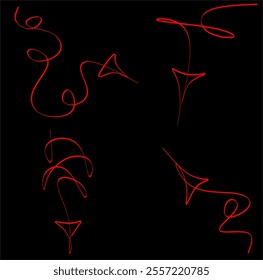 Arrow curve and wavy line icon collection for decorative design. Pointing arrows. Vector illustration drawn by hand without artificial intelligence