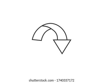 Icono curvo de flecha. Ilustración vectorial, diseño plano.
