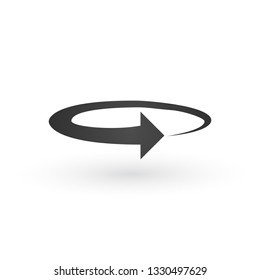 arrow curved into a circle 360 degrees, Vector illustration isolated on white background.