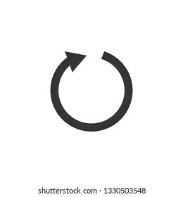 arrow curved into a circle 360 degrees, Vector illustration isolated on white background.
