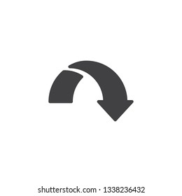 Arrow curved right vector icon. filled flat sign for mobile concept and web design. Download arrow glyph icon. Symbol, logo illustration. Pixel perfect vector graphics