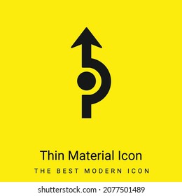 Curva de flecha alrededor de un círculo icono de material amarillo brillante mínimo