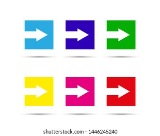 The arrow is cut from a square. Color set of elements. Flat design.