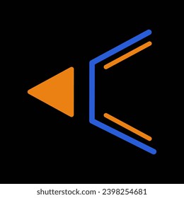 Arrow in cyberpunk style. A cyberpunk design commands attention with a vivid arrow navigating through an intricate, chaotic shape against a deep black background. Vector illustration.