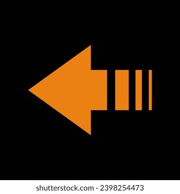 Arrow in cyberpunk style. The enigmatic allure of a cyberpunk design showcase an orange arrow within a mesmerizing, crazy shape against a deep black backdrop. Vector illustration.