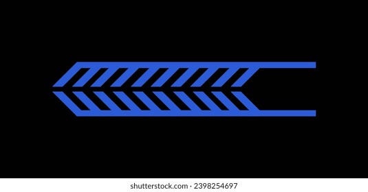 Arrow in cyberpunk style. A mesmerizing blend of blue and black in a cyberpunk-inspired illustration, highlighted by a whimsical, crazy-shaped arrow. Vector illustration.