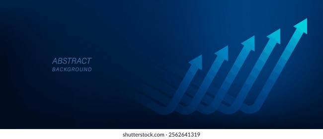 Arrow Up dark blue background with business growth graph chart. Digital technology fantastic design with graph trading stock finance increase. Five arrows moving up investment strategy to success.