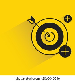 arrow dart with shadow on yellow background