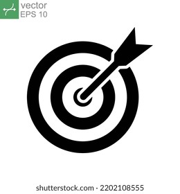 arrow and dartboard in accuracy, accurate shot and perfect focus. symbol of target icon solid, goal strategy, mission. Modern flat design concept. Vector illustration Design on white background EPS 10