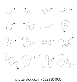 Arrow dashed line aesthetic art decoration isolated vector illustration on white background.