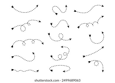 arrow dashed scribble, dotted arrow doodle line, dash arrow curved and swirl