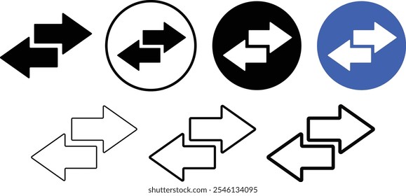 Arrow data transfer icon set. Transfer arrow symbol. Exchange or swap sign
