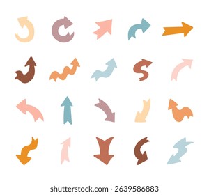 Arrow decorative scandinavian style set with hand drawn abstract navigation for decoration, design elements and motion direction in for yours illustration minimal creative graphic projects