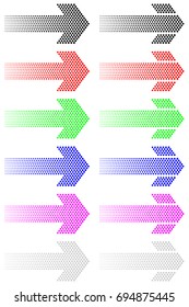 Arrow from decreasing dots with a straight end on a white background