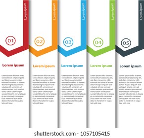 Arrow design elements for business Multicolor infographics. Vector template with 5 steps