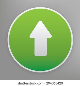 Arrow up design icon on green button,clean vector