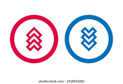 Arrow Design Line Icon Red And Blue